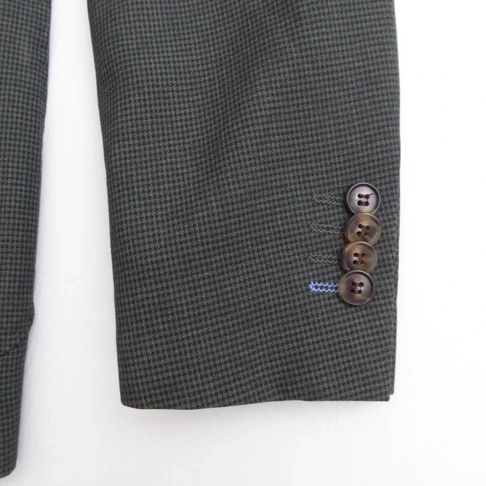 TailorByrd Mens Blazer Green Houndstooth Check Two Button Sport Coat 42S